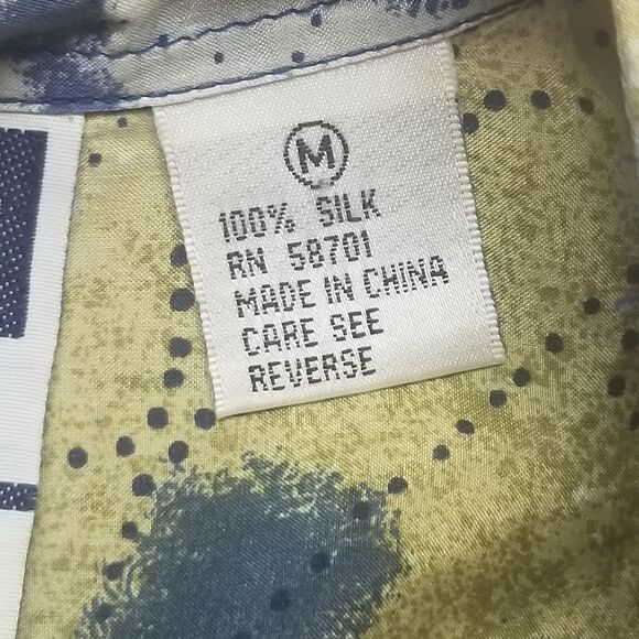 Details Express Womens Medium Shirt 100% Silk Vintage 90s Abstract Print Baggy - Picture 6 of 9